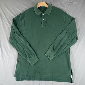 Polo Ralph Lauren Polo Shirt Men's Medium Long Sleeve Green Preppy Golf